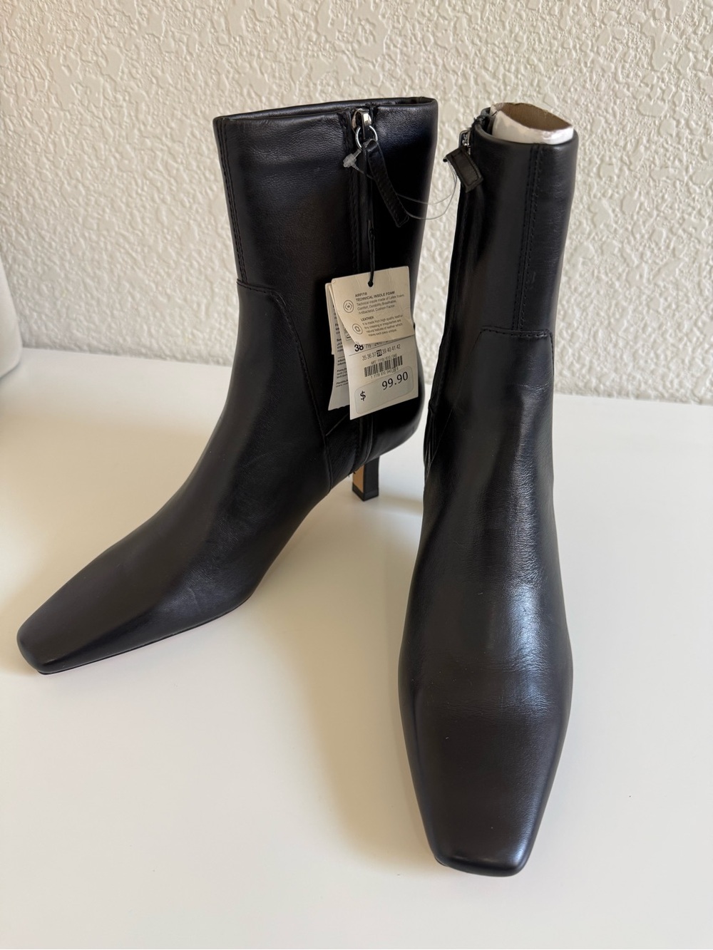 Zara | Genuine Leather Ankle Boots | Pointed Toe Kitten Heel | EU 38 US 7.5 - Picture 3 of 16